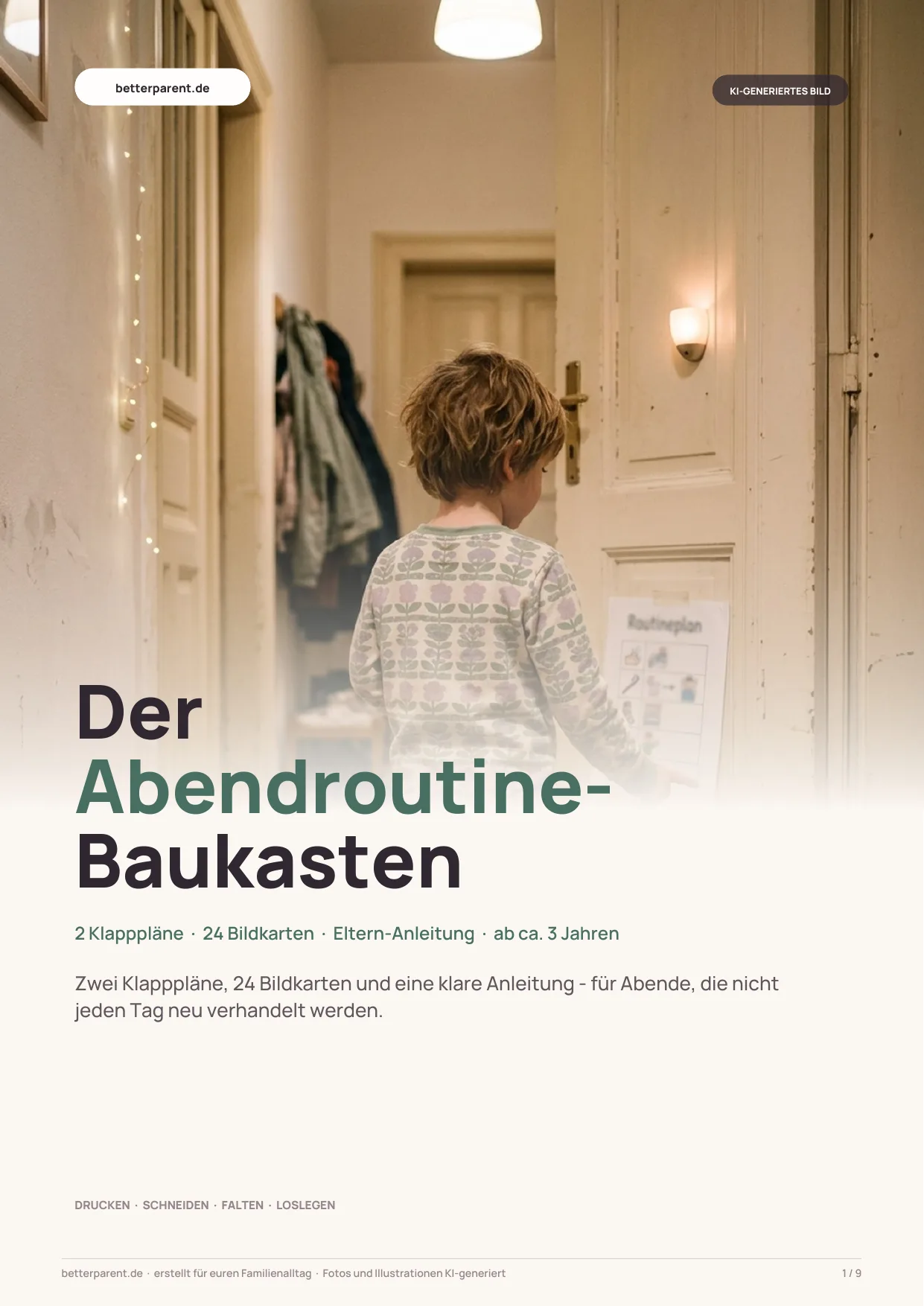 Erste Seite der Vorlage „Der Abendroutine-Baukasten“